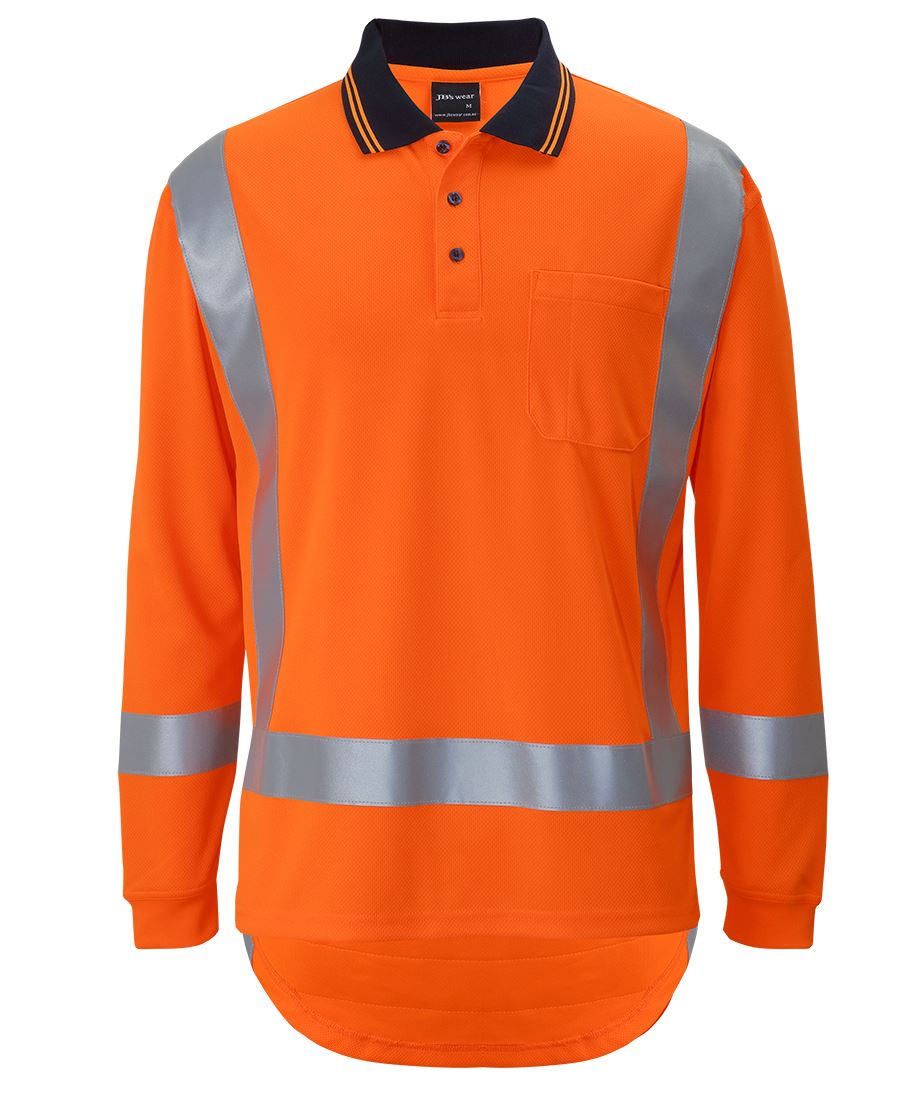 JB's 6DTLP Hi-Vis (D+N) L/S Non Cuff TTMC-W17 Traditional Polo